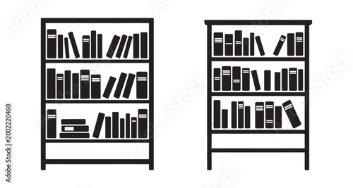 Organized Bookshelf Vector Illustration, stacked upright books, library education reading concept, knowledge study symbol, modern clean UI design element
