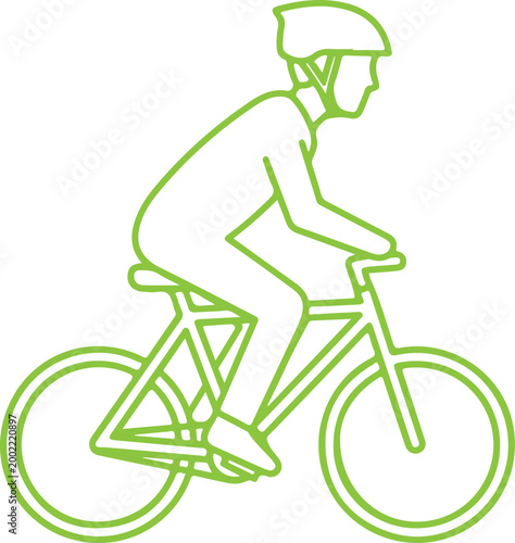 Cyclist riding a road bike with helmet in motion Vector, illustration