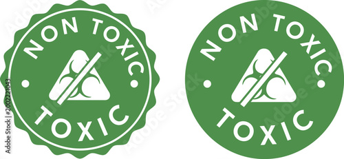 Photos Green Non Toxic Badge Icons for Eco Friendly Product Labeling and Safe Packaging