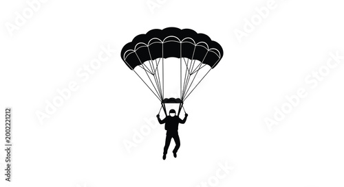 parachutist silhouette with multiple parachutes on white background silhouette high quality professional detailed modern elegant stylish clean crisp vibrant colorful digital