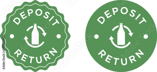 Green Deposit Return Icons with Bottle and Arrows for Recycling and Sustainability Campaigns