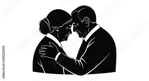 couple embracing in formal attire silhouette high quality professional detailed modern elegant stylish clean crisp vibrant colorful digital creative innovative contemporary