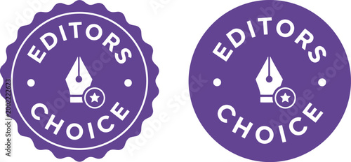 Editors Choice Badge Set in Purple Vector Design for Award, Certification, and Quality Labeling