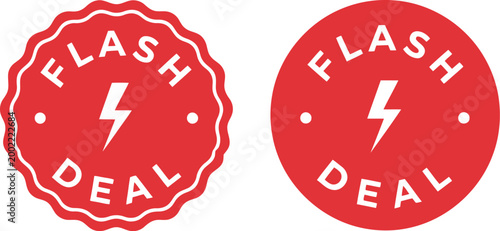 Red Flash Deal Badge Icons for Limited Time Offer Promotions and E-commerce Sales