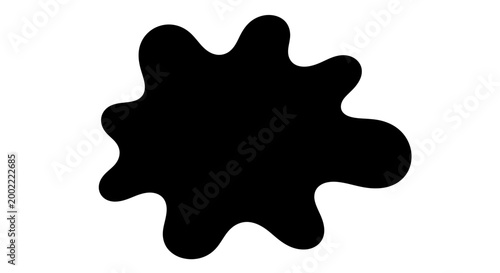 Black organic ink blot shape with rounded edges for creative design and graphic projects