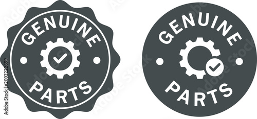 Genuine Parts Badge Icons Set – Authentic Spare Parts Guarantee Labels for Automotive and Industrial Use