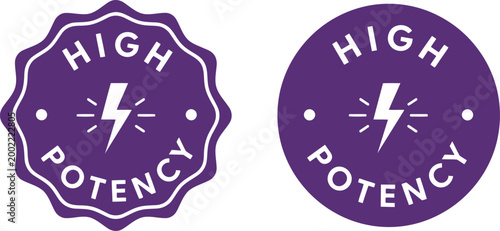 Canvastavla High Potency Badge Icons with Lightning Bolt Symbol in Purple Vector Design