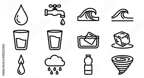 Vector icons of household kitchen items Vector