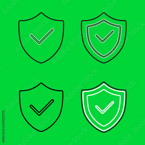 Free Download Shield security icon set, protection symbols, security icon with check mark and lock sign. ベクターのデータセンターに関するシルエットアイコンセット - GFXLoad