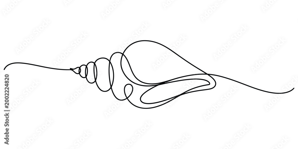 Obraz premium Seashell drawn in a single continuous line style