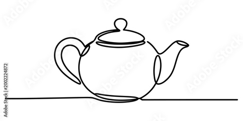 Continuous single line drawing of a simple tea kettle