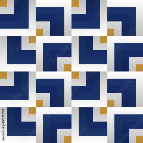 Modern seamless geometric pattern, interlocking shapes. Clean abstract design, perfect for wallpaper, textiles, backgrounds. Vector illustration with optical illusion dimension effect