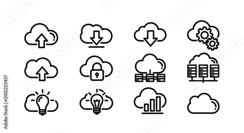 Modern minimal icons set for business and technology Vector