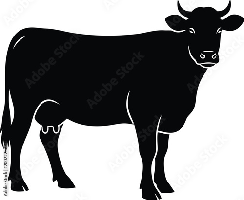 Black silhouette of a cow a farm animal illustration