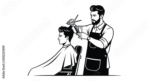 barber cutting hair silhouette high quality professional detailed modern elegant stylish clean crisp vibrant colorful digital creative innovative contemporary premium stunning