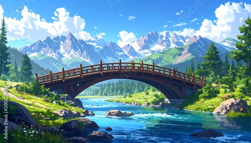 Mountain bridge scene
