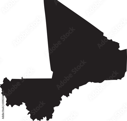 Map of Mali Solid Black Silhouette Clipart Vector Isolated