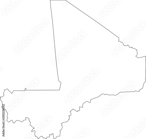 Map of Mali Stroke Outline Clipart Vector Isolated.