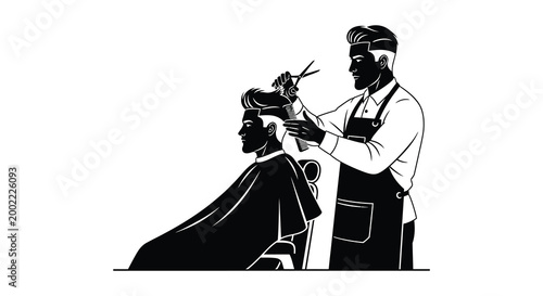 barber cutting hair silhouette high quality professional detailed modern elegant stylish clean crisp vibrant colorful digital creative innovative contemporary premium stunning