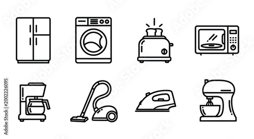 Flat icons set of camera and photography equipment Vector