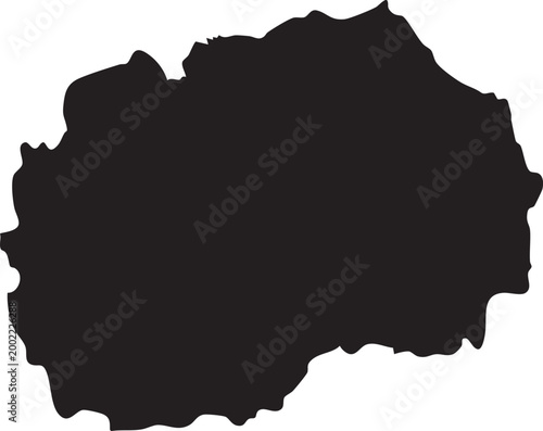 Map of Macedonia Solid Black Silhouette Clipart Vector Isolated