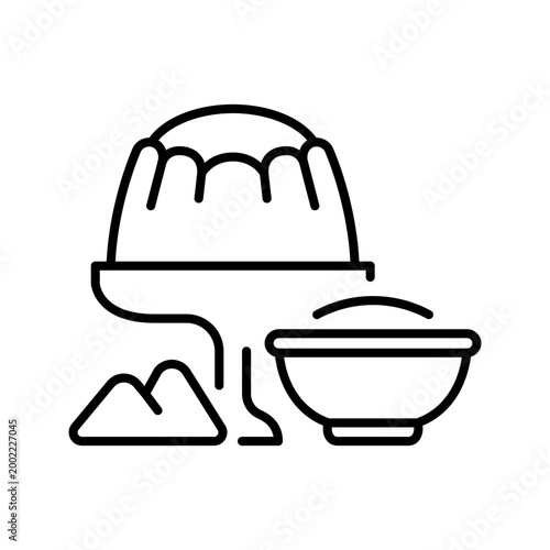 Gelatin powder icon. Food and thickeners line symbol. Black and white.