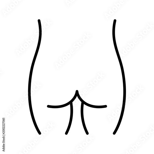 Gluteal region icon. Healthcare and anatomy line symbol. Black and white.