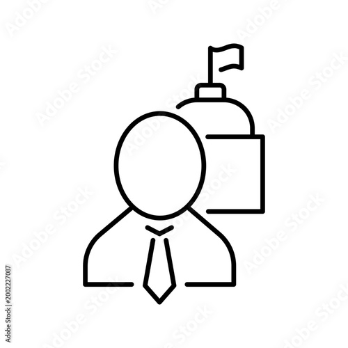 Government official icon. Government and public official line symbol. Black and white.