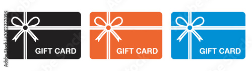 Minimalist Gift Card Icon Logo Set Vector Outline, e-commerce vouchers presents discounts rewards shopping concept, modern UI design element