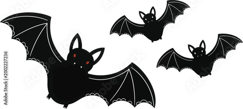 black bats flying with white background high quality