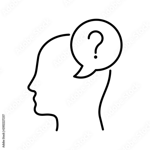 Memory loss icon. Healthcare and neurology line symbol. Black and white.
