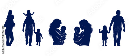 Family silhouette a blue toned depiction of generations and loving connections