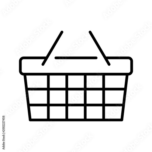 Shopping basket icon. Business and ecommerce line symbol. Black and white.