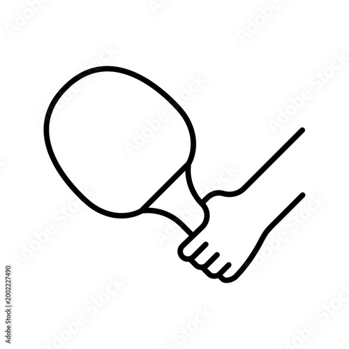 Table tennis paddle icon. Sports and table tennis line symbol. Black and white.