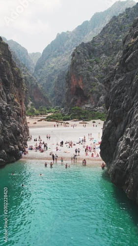 Aerial View Torrent De Pareis Sa Calobra Beach Mallorca