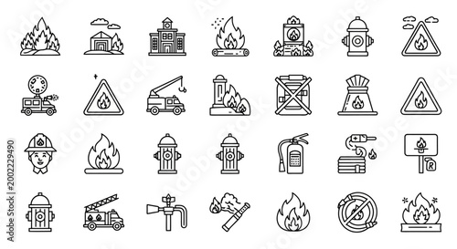 Collection of industrial and warning icons.