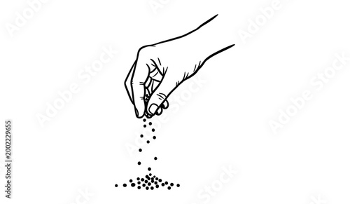Fotografi Hand sowing seeds a delicate sketch of growth and new beginnings silhouette