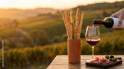 Grissini Colonial - Italian Breadsticks Wine Table Serra Gaúcha with Copy Space