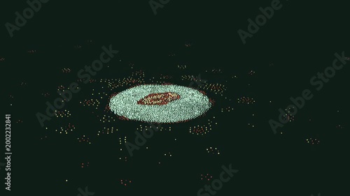 Viral infection with virus particles entering a host cell, replicating inside, and increasing infection burden as the cell becomes progressively compromised.