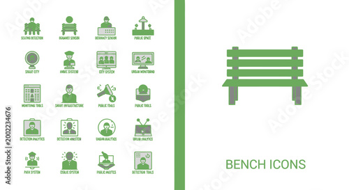 Obraz na plátně Smart city and urban monitoring icon set for public seating occupancy detection