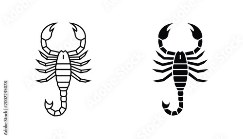 Quadro su tela Scorpion arachnid icon vector set for astrology and nature design projects