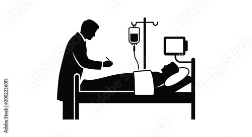 doctor examining patient in hospital bed silhouette high quality professional detailed modern elegant stylish clean crisp vibrant colorful digital creative innovative