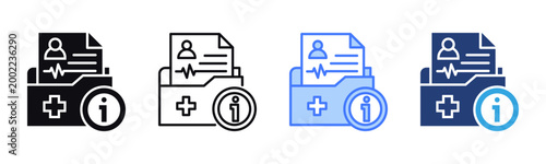 Medical Record icon sheet multiple style collection