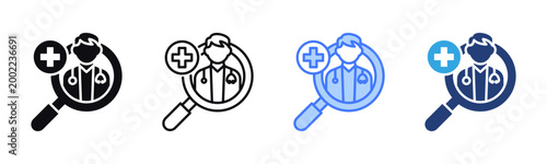 Doctor Recruitment icon sheet multiple style collection