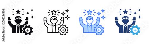 Leadership icon sheet multiple style collection