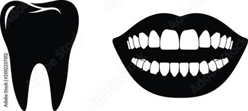 Tooth and mouth silhouette a dental illustration with contrast