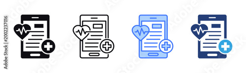 Mobile Health icon sheet multiple style collection
