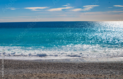 Принти на полотні The pebble beach of Nice's waterfront, Provence-Alpes-Côte d'Azur, Alpes-Maritim