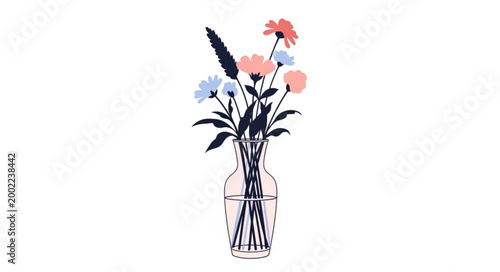 Vase of wildflowers illustration.