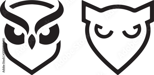 Minimal Owl Head Logo Symbol Wildlife Mascot Emblem Design, vector, illustration